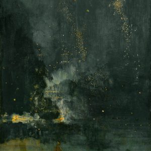 تابلو نقاشی شبانه سیاه و طلایی، سقوط موشک